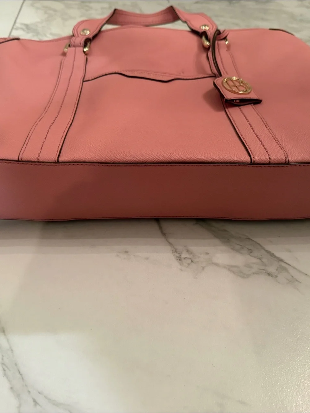 Henri Bendel New York Large Blush Pink Saffiano Laptop Tote Bag